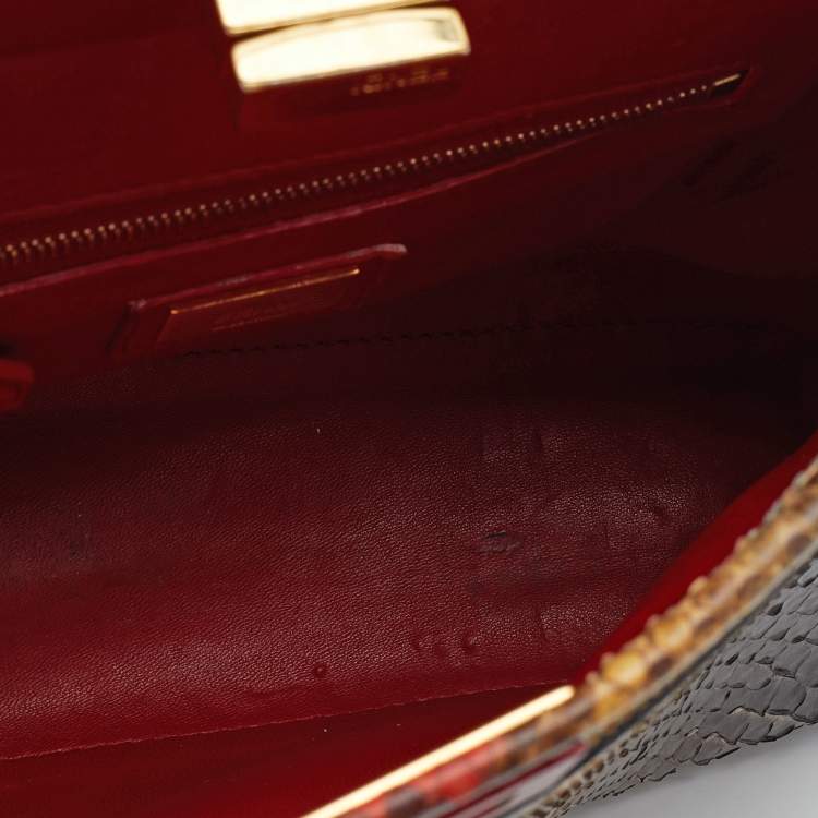 Pre Owned Fendi Multicolor Python Mini Peekaboo Top Handle Bag