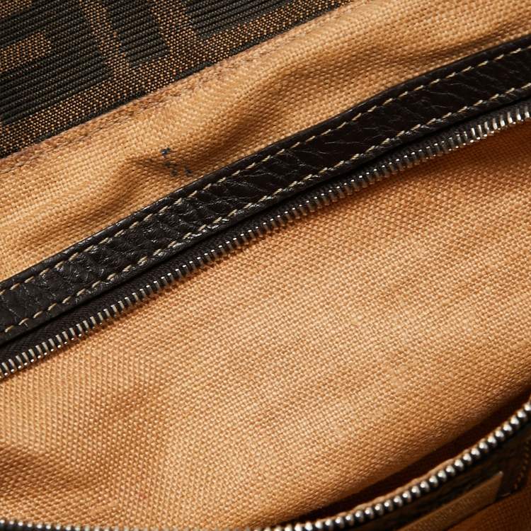 Pre Owned Fendi Tobacco Zucca Canvas And Leather Medium Linda Satchel