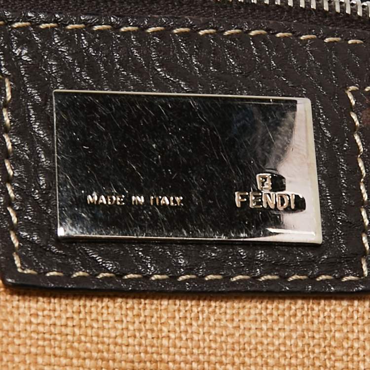 Pre Owned Fendi Tobacco Zucca Canvas And Leather Medium Linda Satchel