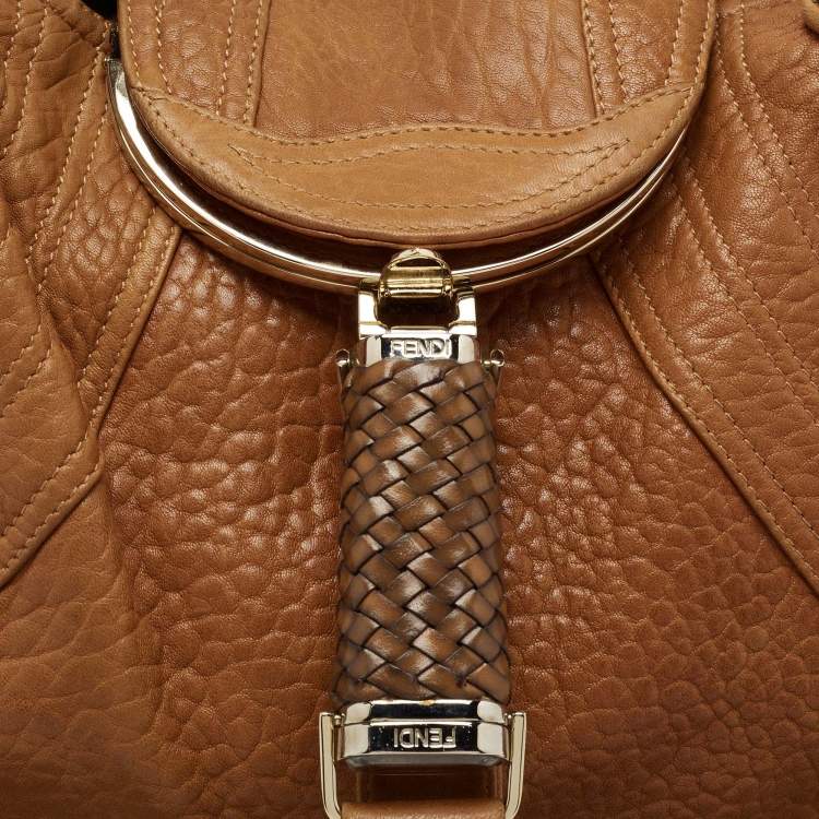 Pre Owned Fendi Brown Pebbled Leather Spy Bag