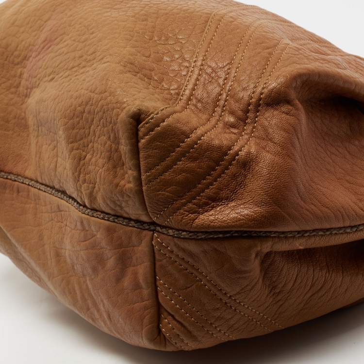 Pre Owned Fendi Brown Pebbled Leather Spy Bag