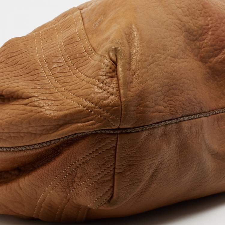 Pre Owned Fendi Brown Pebbled Leather Spy Bag