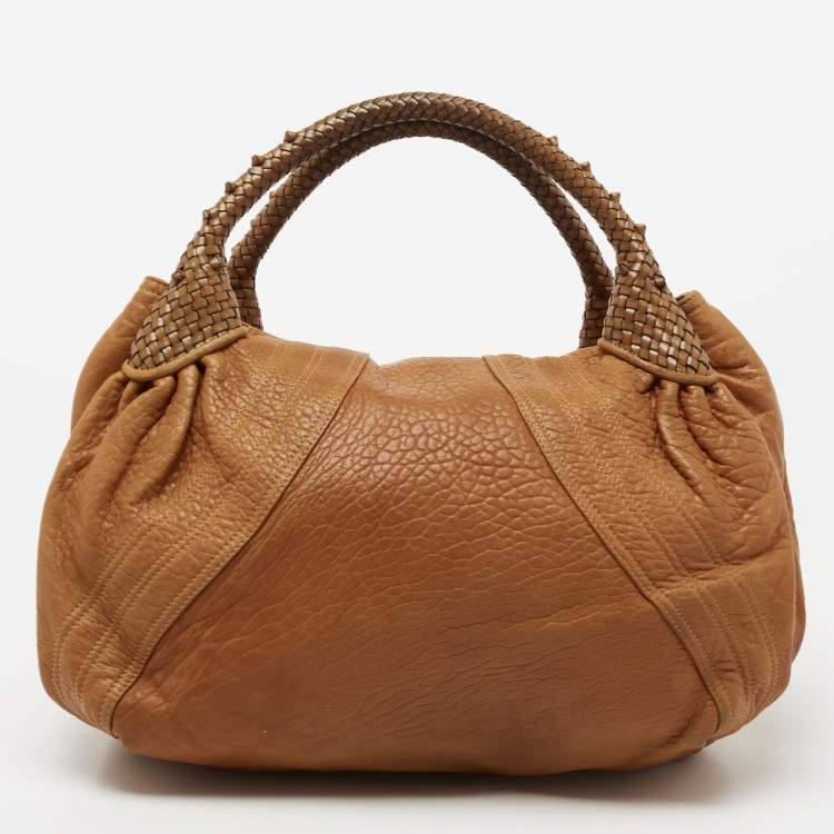 Pre Owned Fendi Brown Pebbled Leather Spy Bag
