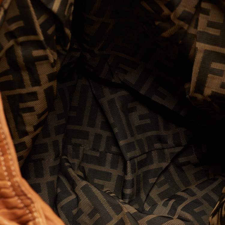 Pre Owned Fendi Brown Pebbled Leather Spy Bag