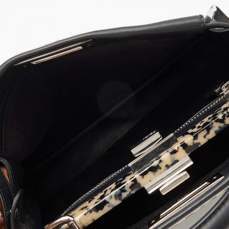 مملوكة مسبقًا Fendi Black Leather Medium Peekaboo Top Handle Bag