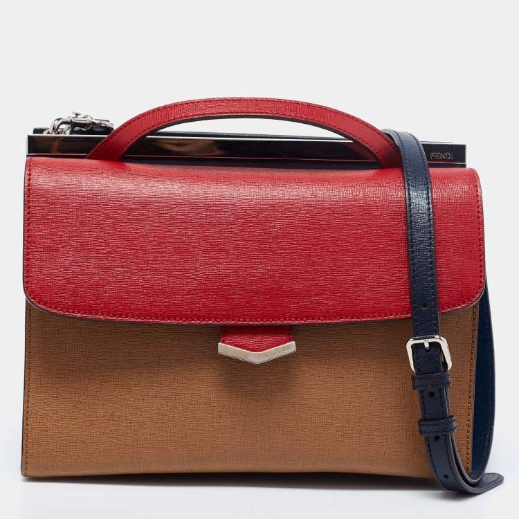 Pre Owned Fendi Multicolor Leather Small Demi Jour Top Handle Bag
