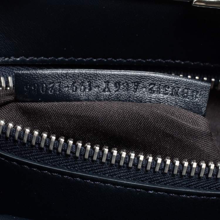 Pre Owned Fendi Blue Leather And Suede Medium Peekaboo Top Handle Bag