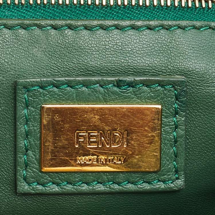 مملوكة مسبقًا Fendi Green Ostrich Leather Mini Peekaboo Top Handle Bag