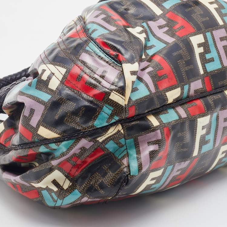 Pre Owned Fendi Multicolor Zucca Print Coated Canvas Spy Hobo Bag