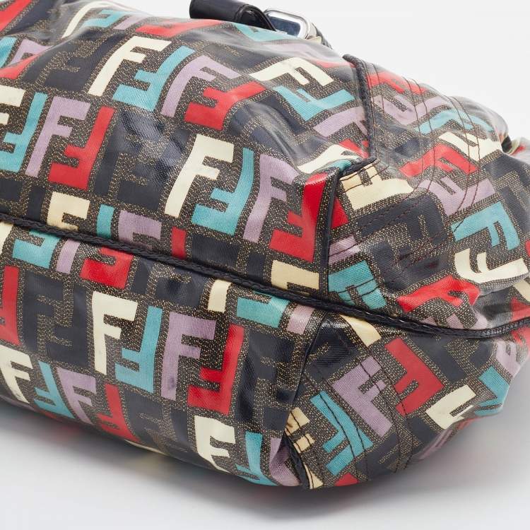 Pre Owned Fendi Multicolor Zucca Print Coated Canvas Spy Hobo Bag