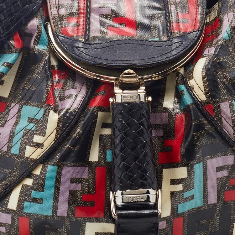 Pre Owned Fendi Multicolor Zucca Print Coated Canvas Spy Hobo Bag
