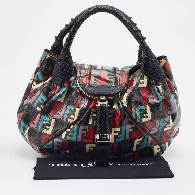 Pre Owned Fendi Multicolor Zucca Print Coated Canvas Spy Hobo Bag
