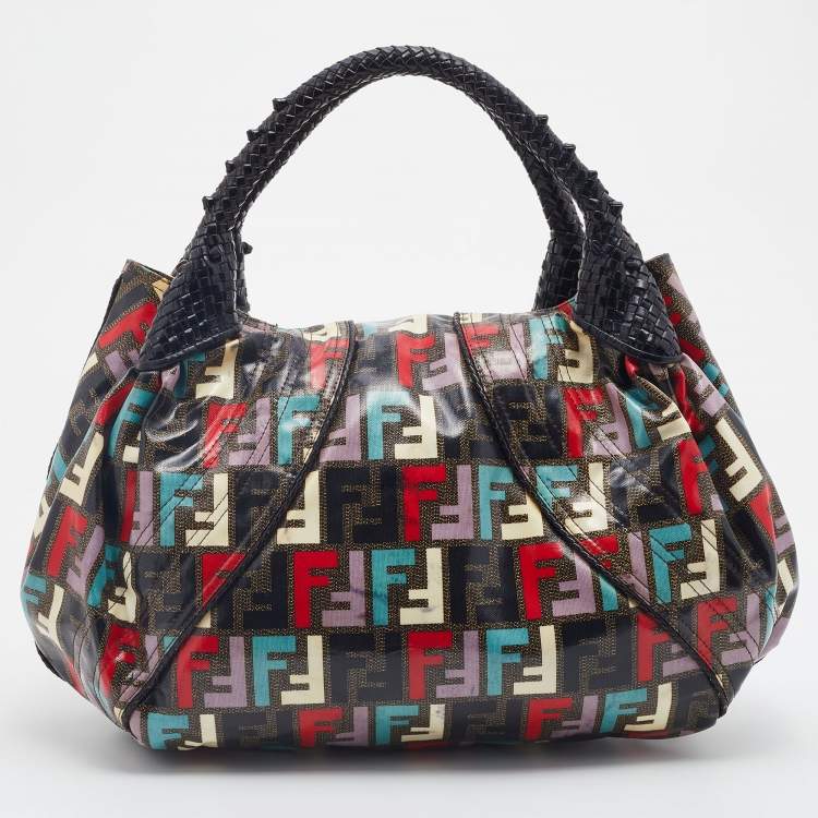 Pre Owned Fendi Multicolor Zucca Print Coated Canvas Spy Hobo Bag