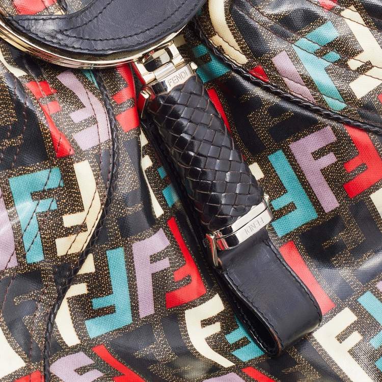 Pre Owned Fendi Multicolor Zucca Print Coated Canvas Spy Hobo Bag