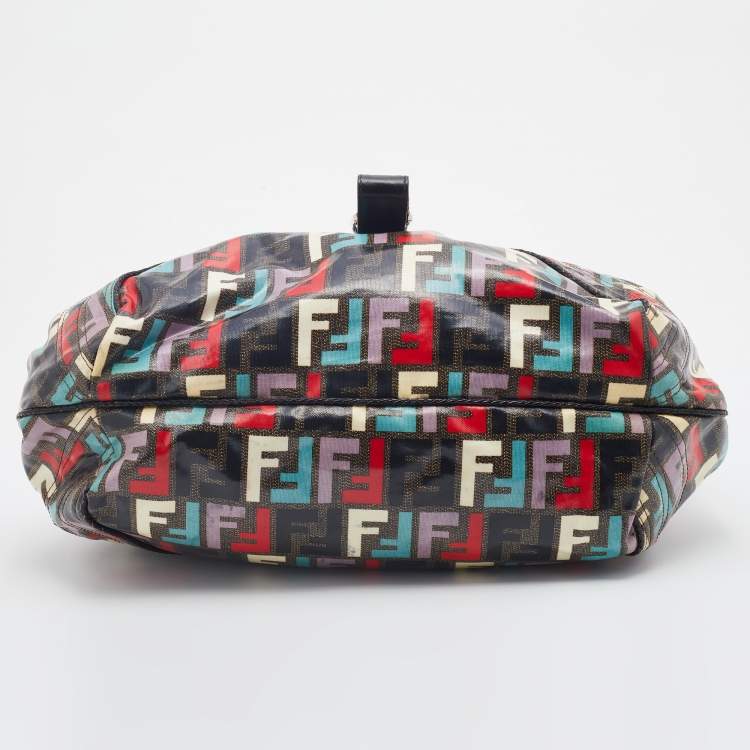Pre Owned Fendi Multicolor Zucca Print Coated Canvas Spy Hobo Bag