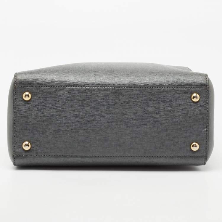 Pre Owned Fendi Grey Saffiano Leather Small 2Jours Tote