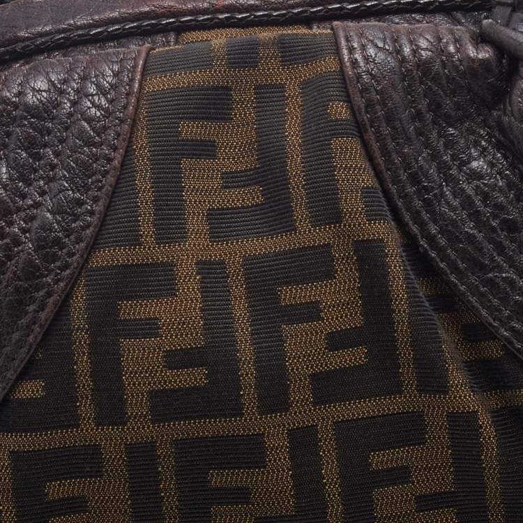 Pre Owned Fendi Brown Zucca Canvas And Leather Baby Spy Hobo