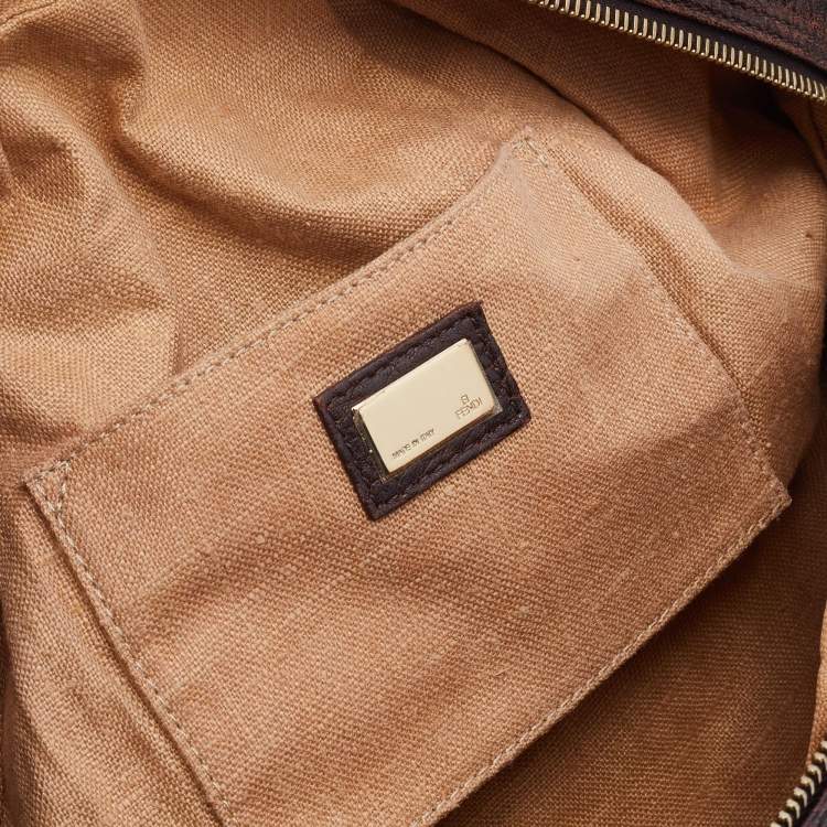 Pre Owned Fendi Brown Zucca Canvas And Leather Baby Spy Hobo