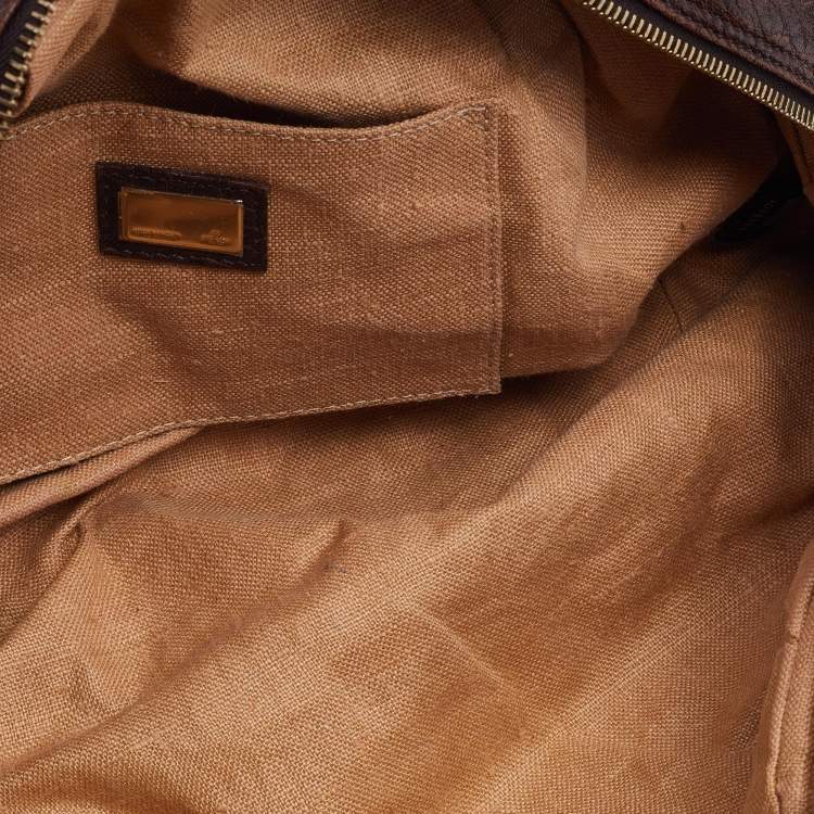 Pre Owned Fendi Brown Zucca Canvas And Leather Baby Spy Hobo