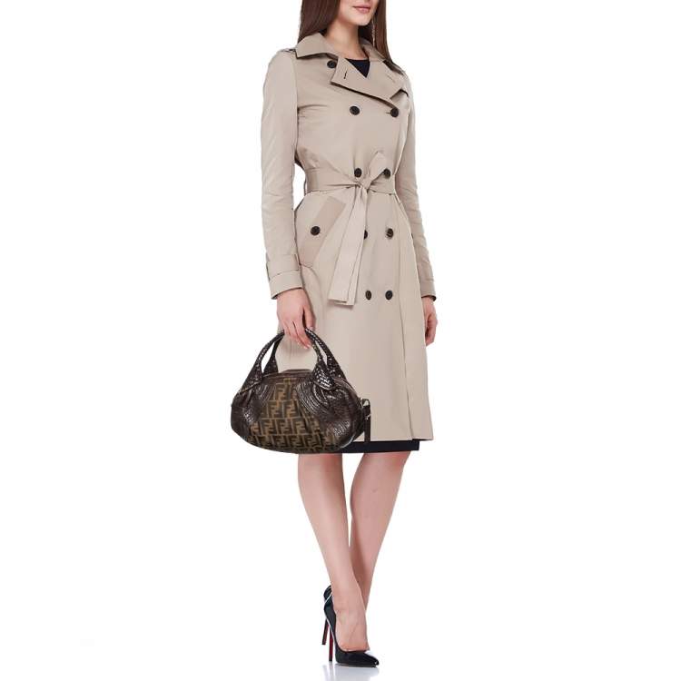Pre Owned Fendi Brown Zucca Canvas And Leather Baby Spy Hobo