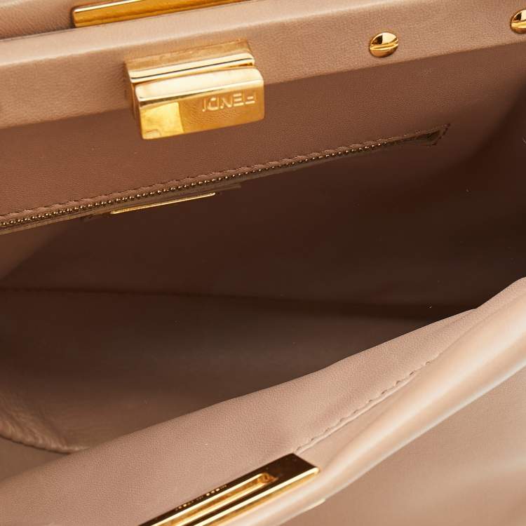 مملوكة مسبقًا Fendi Taupe Leather Mini Peekaboo Top Handle Bag