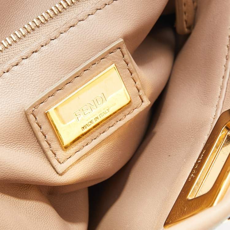 مملوكة مسبقًا Fendi Taupe Leather Mini Peekaboo Top Handle Bag