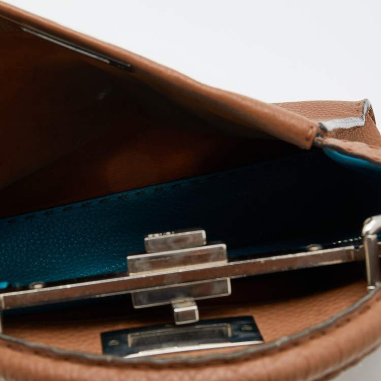 Pre Owned Fendi Caramel Leather Medium Selleria Peekaboo Top Handle Bag
