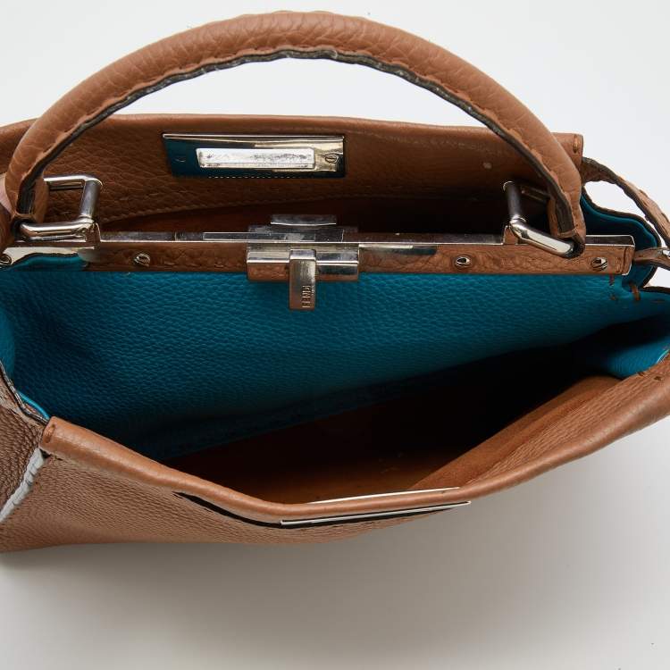 Pre Owned Fendi Caramel Leather Medium Selleria Peekaboo Top Handle Bag