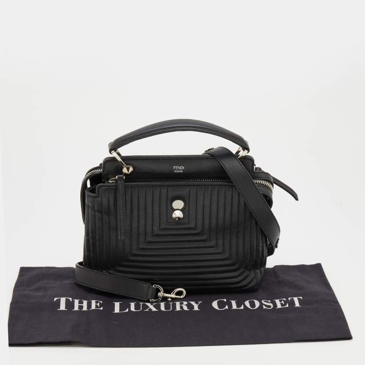 Pre Owned Fendi Black Quilted Leather Dotcom Click Top Handle Bag