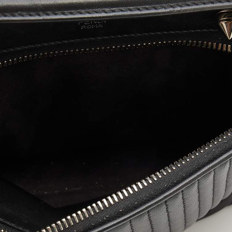 Pre Owned Fendi Black Quilted Leather Dotcom Click Top Handle Bag