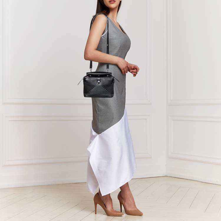 Pre Owned Fendi Black Quilted Leather Dotcom Click Top Handle Bag