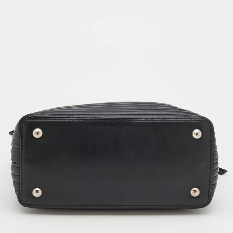 Pre Owned Fendi Black Quilted Leather Dotcom Click Top Handle Bag