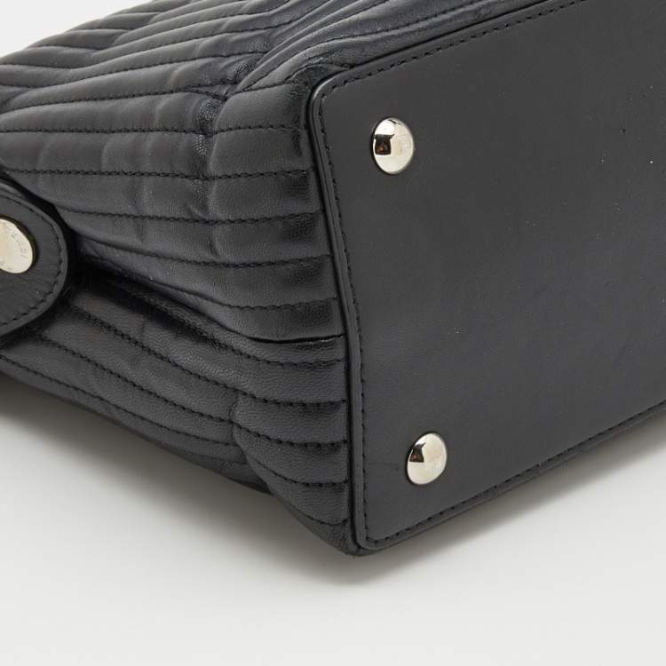 Pre Owned Fendi Black Quilted Leather Dotcom Click Top Handle Bag