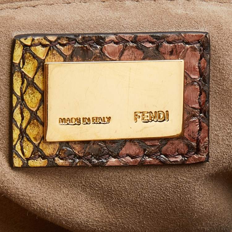 Pre Owned Fendi Multicolor Python Mini Peekaboo Top Handle Bag