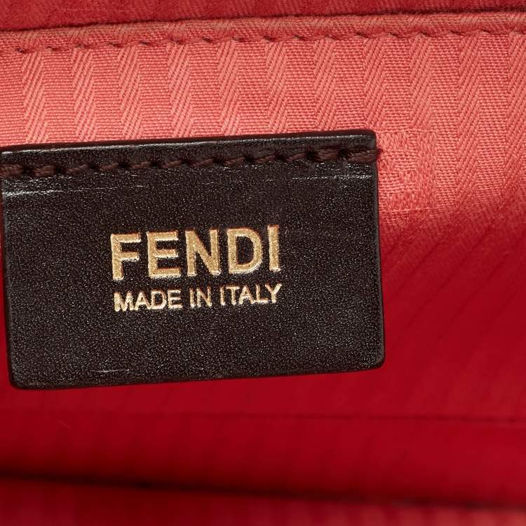 Pre Owned Fendi Pink Textured Leather Small Demi Jour Top Handle Bag