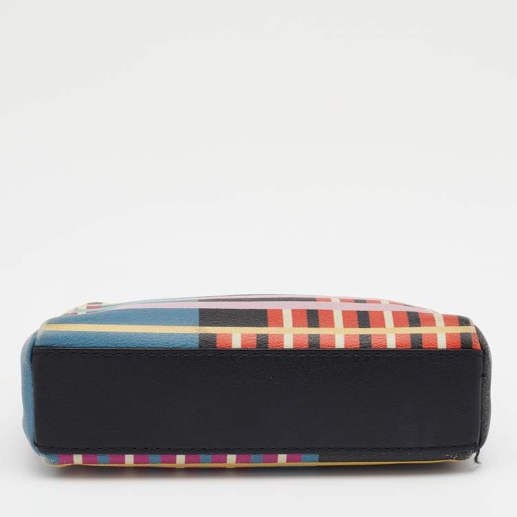 Pre Owned Fendi Multicolor Stripe Print Leather Micro Peekaboo Top Handle Bag