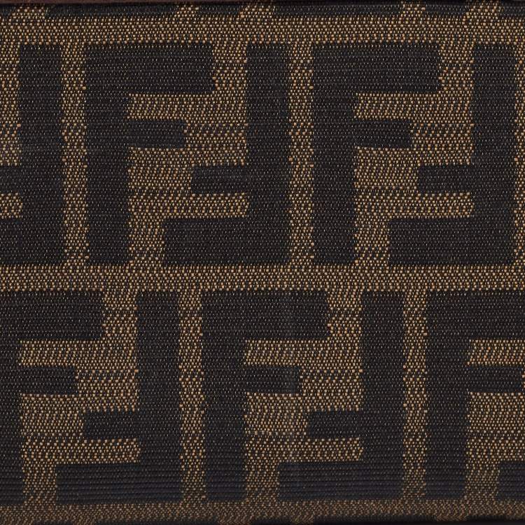 Pre Owned Fendi Tobacco Zucca Canvas and Leather Zip Around Wallet