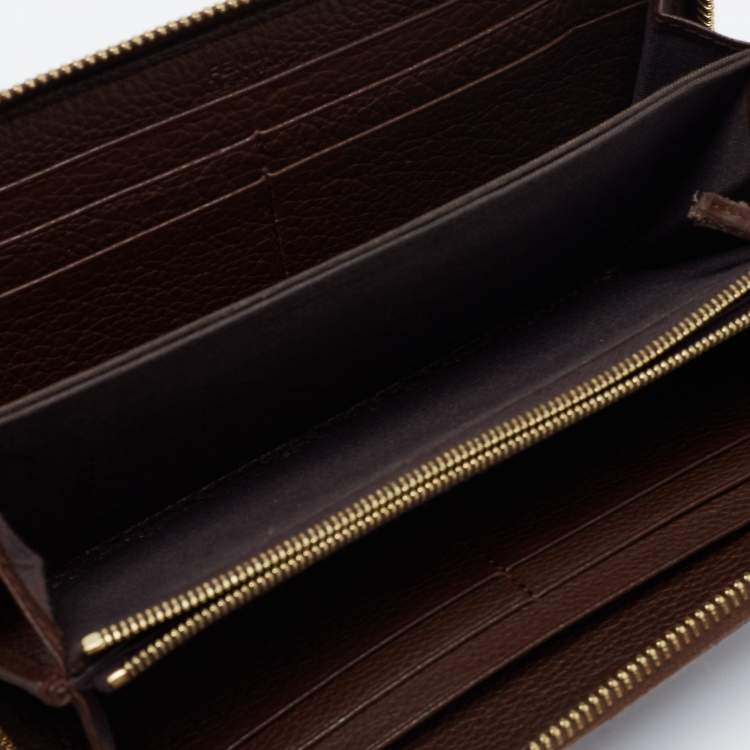 Pre Owned Fendi Tobacco Zucca Canvas and Leather Zip Around Wallet