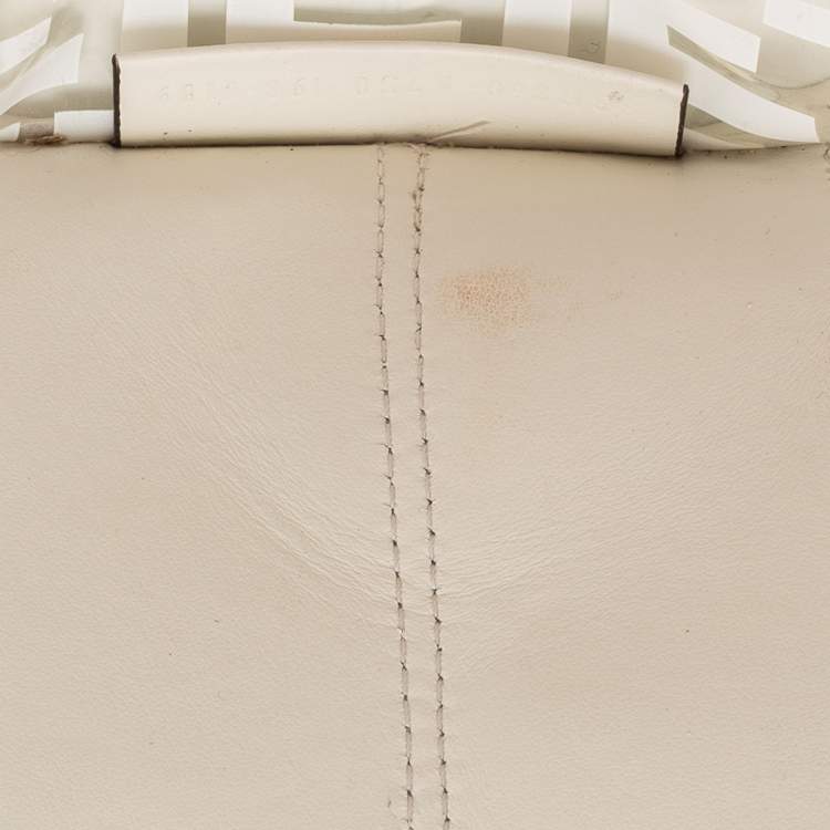 Pre Owned Fendi White Zucca PVC and Leather Runaway Shopper Tote