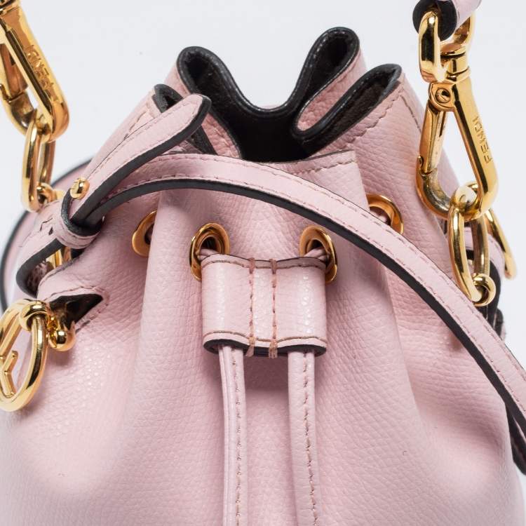 Pre Owned Fendi Pink Leather Mini Mon Tresor Shoulder Bag