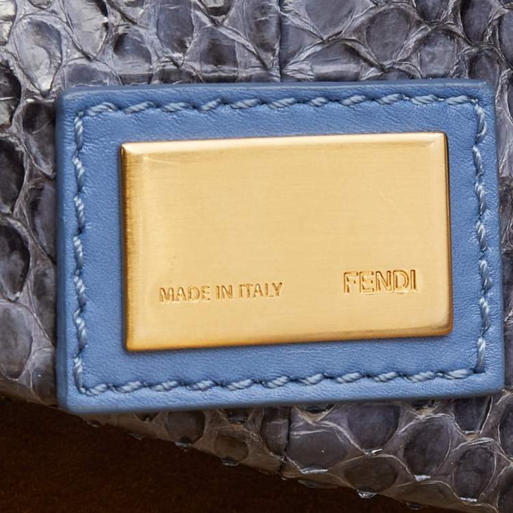 Pre Owned Fendi Blue Leather Medium Peekaboo Top Handle Bag
