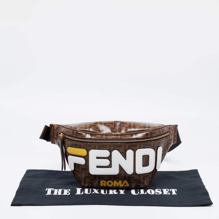 Pre Owned Fendi Brown Zucca Coated Canvas Spalmati Mania Belt Bag