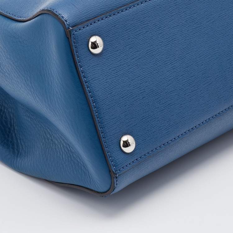 Pre Owned Fendi Blue Leather Petite Sac 2jours Elite Tote