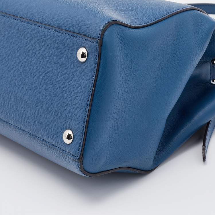 Pre Owned Fendi Blue Leather Petite Sac 2jours Elite Tote