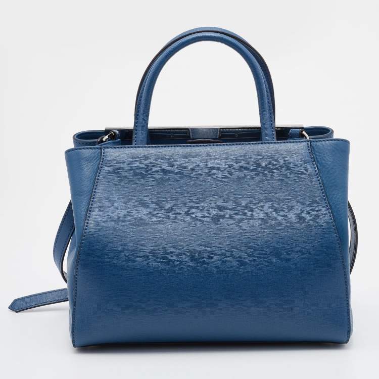 Pre Owned Fendi Blue Leather Petite Sac 2jours Elite Tote