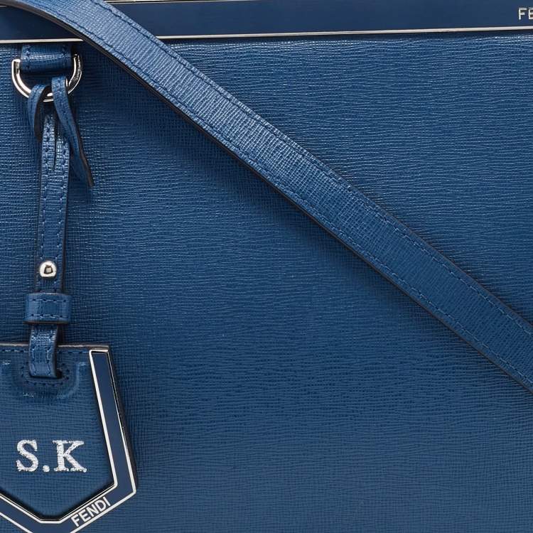 Pre Owned Fendi Blue Leather Petite Sac 2jours Elite Tote