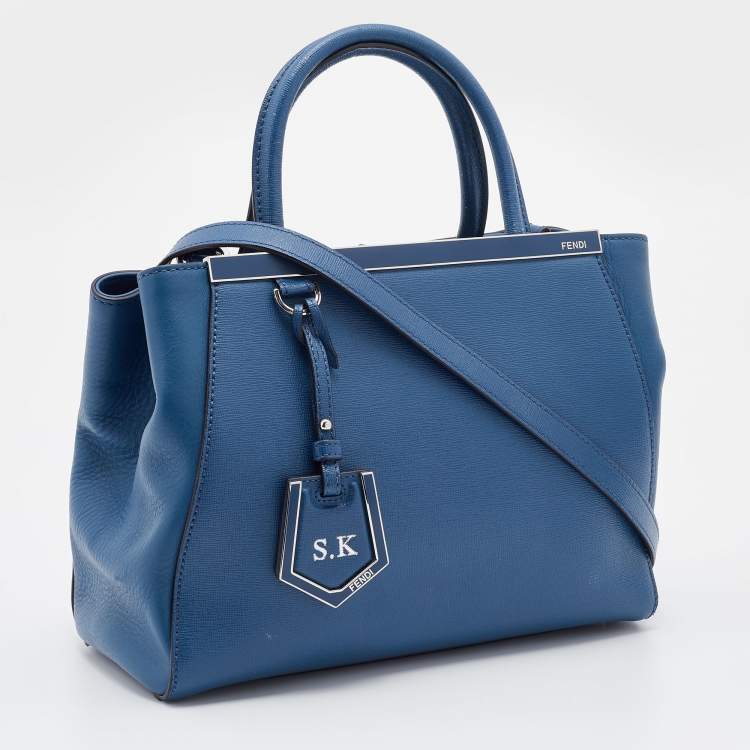 Pre Owned Fendi Blue Leather Petite Sac 2jours Elite Tote
