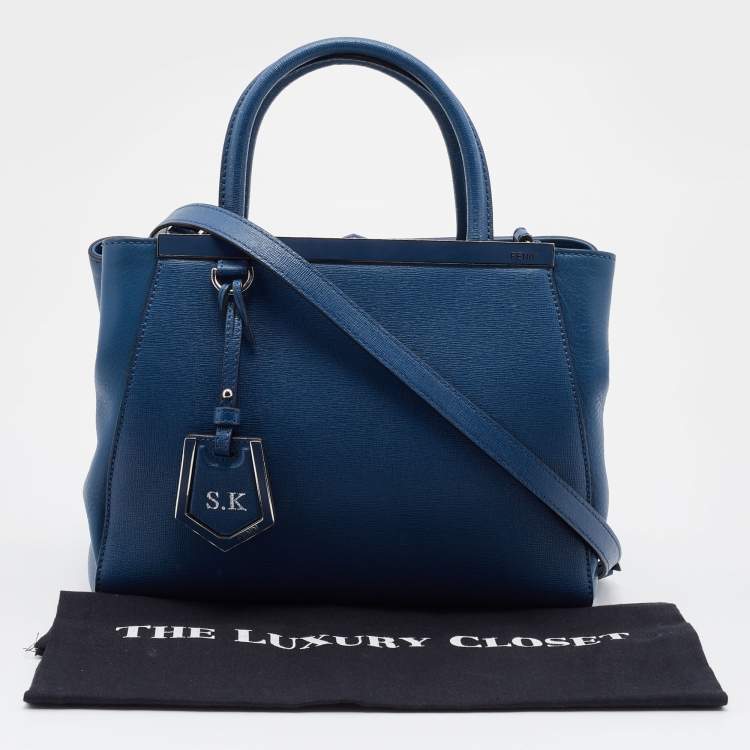 Pre Owned Fendi Blue Leather Petite Sac 2jours Elite Tote