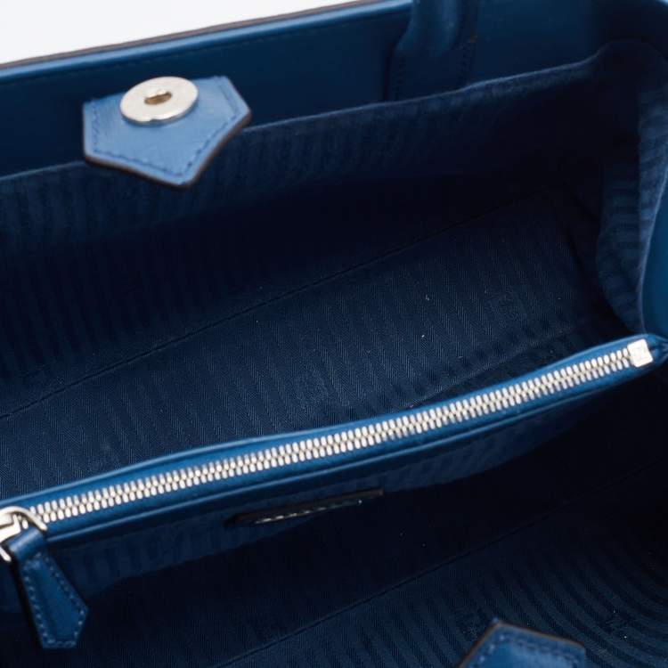 Pre Owned Fendi Blue Leather Petite Sac 2jours Elite Tote