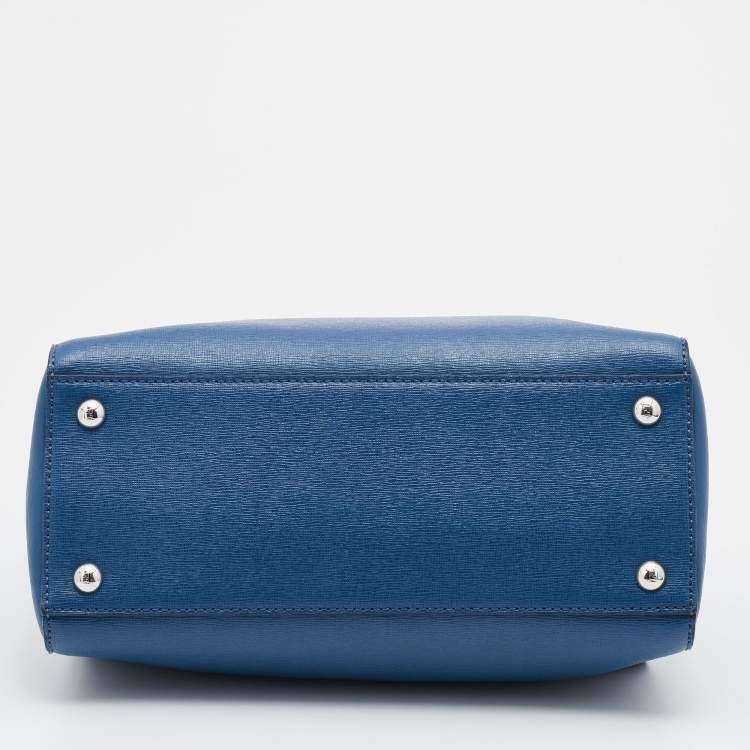Pre Owned Fendi Blue Leather Petite Sac 2jours Elite Tote